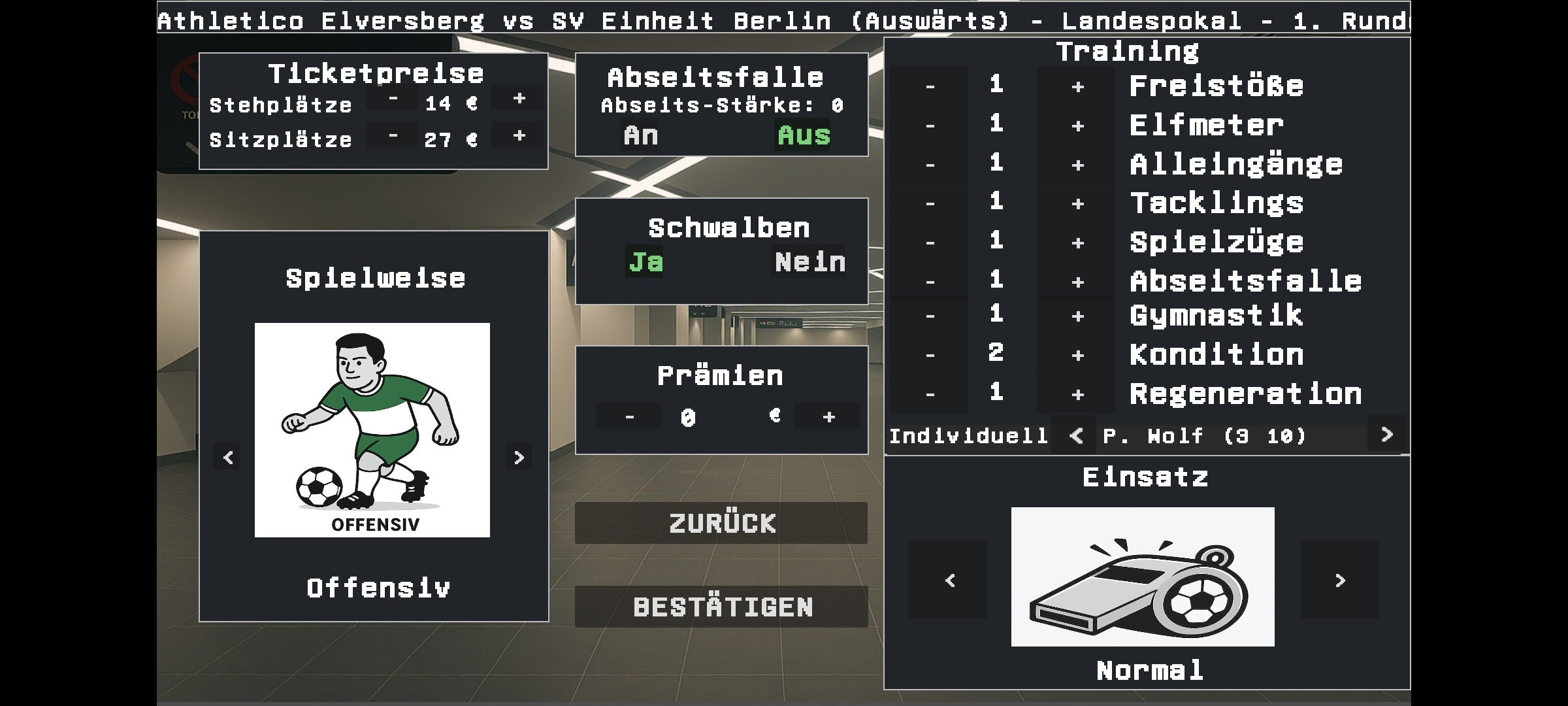Match Preparation - Tickets, training, tactics and commitment settings
